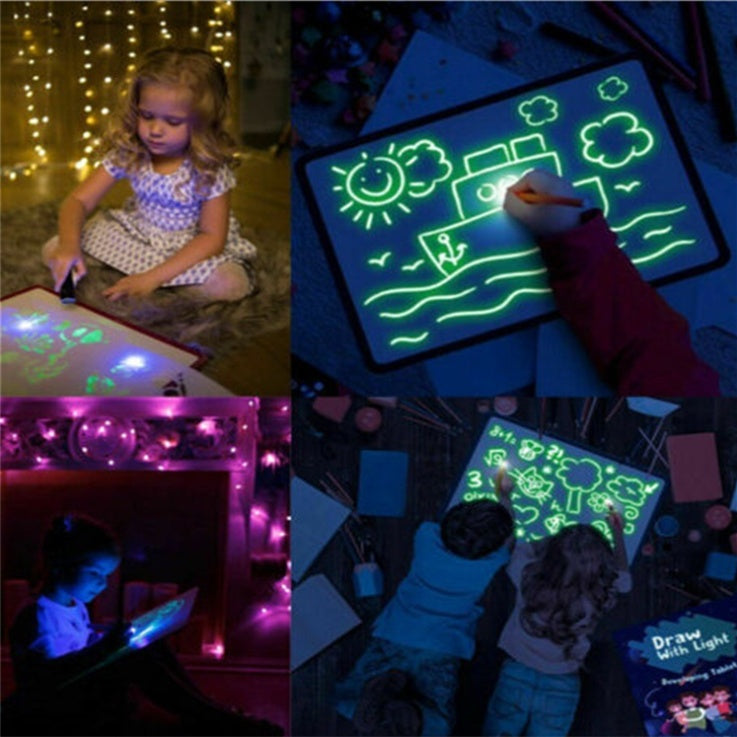 3D Magic LED Drawing Pad for Kids reusable glow art board educational light up sketch toy
